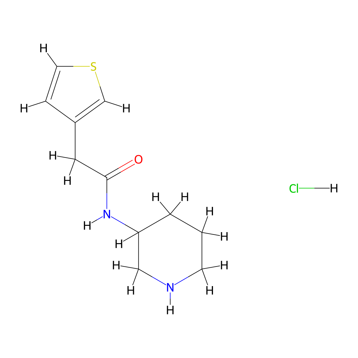 N-(Piperidin-3-yl)-2-(thiophen-3-yl)acetamide hydrochloride molecular structure, CAS 1185319-51-0