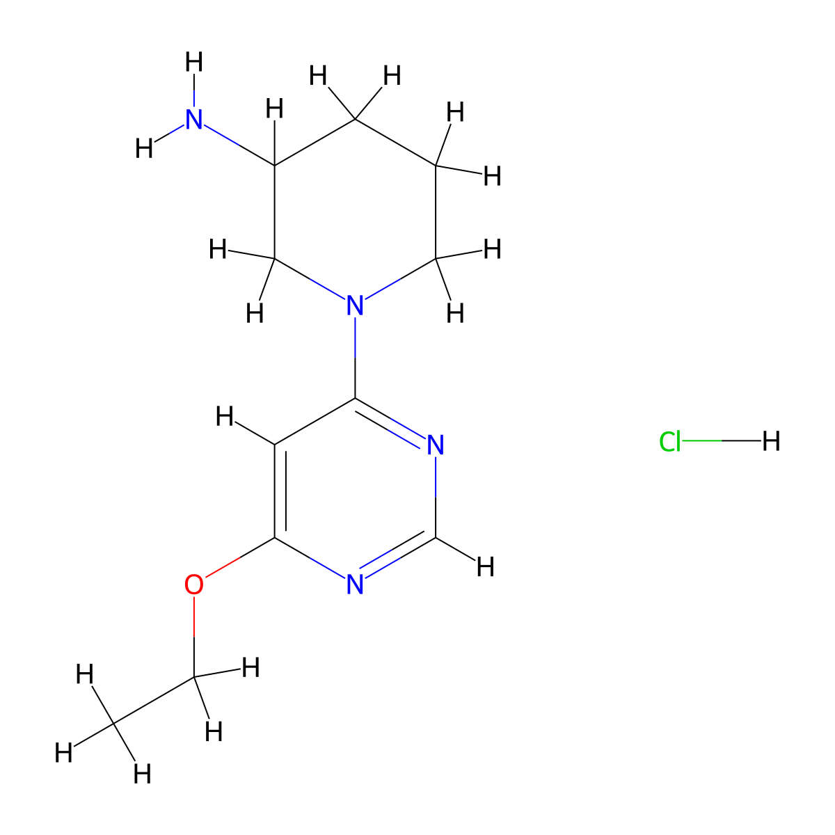 1-(6-Ethoxy-pyrimidin-4-yl)-piperidin-3-ylamine hydrochloride molecular structure, CAS 1185319-56-5