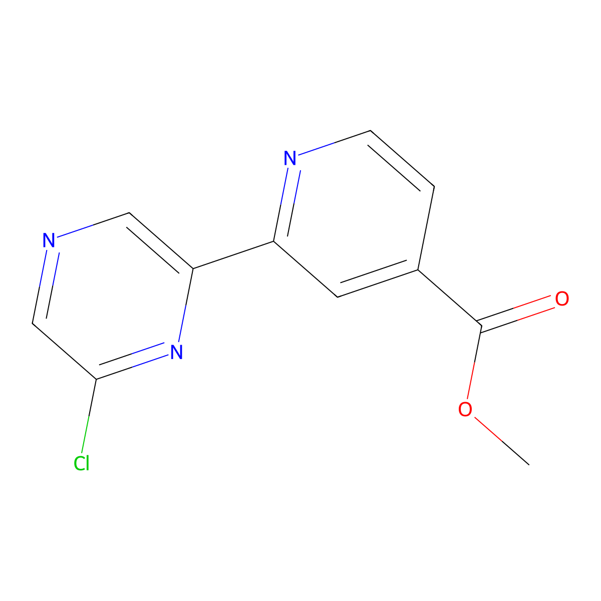 6-Chloro-2-(4'-methoxycarbonyl-2'-pyridyl)pyrazine molecular structure, CAS 1185319-60-1