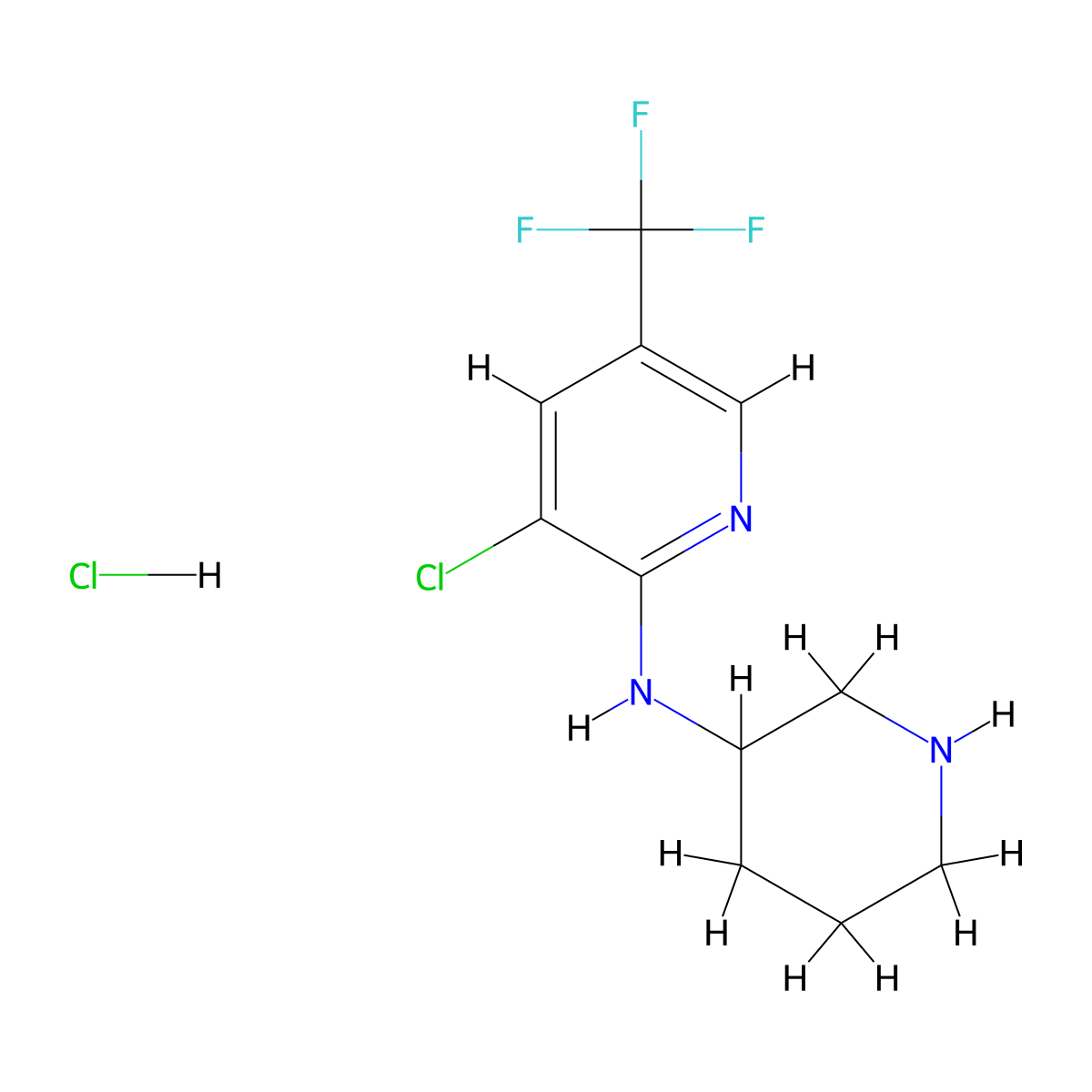 (3-Chloro-5-trifluoromethyl-pyridin-2-yl)-piperidin-3-yl-amine hydrochloride molecular structure, CAS 1185319-67-8