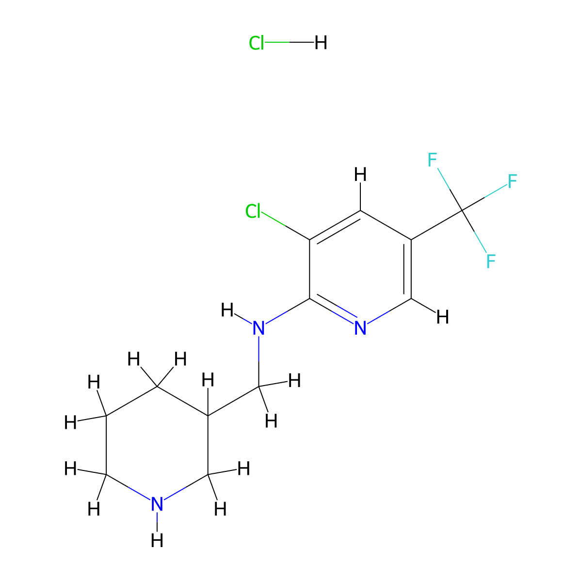 (3-Chloro-5-trifluoromethyl-pyridin-2-yl)-piperidin-3-ylmethyl-amine hydrochloride molecular structure, CAS 1185319-70-3