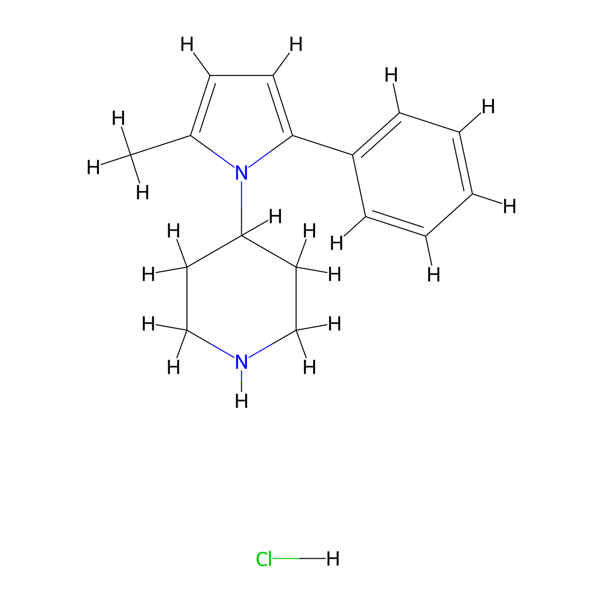 4-(2-Methyl-5-phenyl-pyrrol-1-yl)-piperidine hydrochloride molecular structure, CAS 1185319-71-4