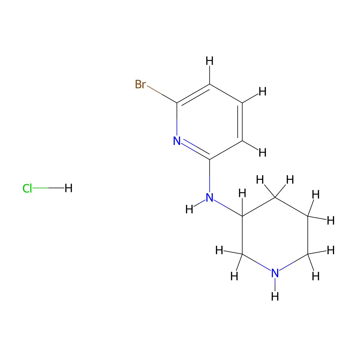 (6-Bromo-pyridin-2-yl)-piperidin-3-yl-amine hydrochloride molecular structure, CAS 1185319-74-7