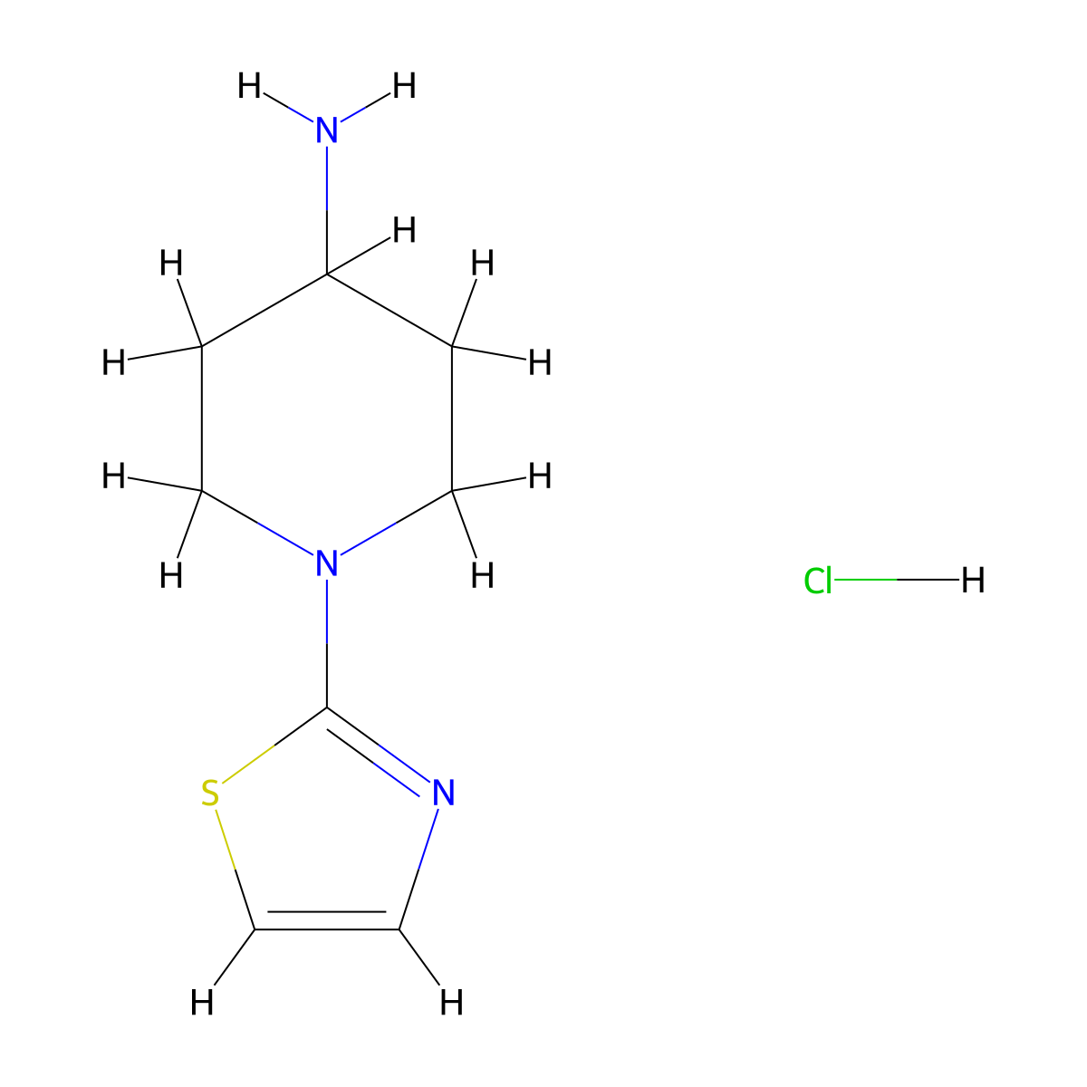1-(1,3-Thiazol-2-yl)piperidin-4-amine--hydrogen chloride (1/1) molecular structure, CAS 1185319-77-0