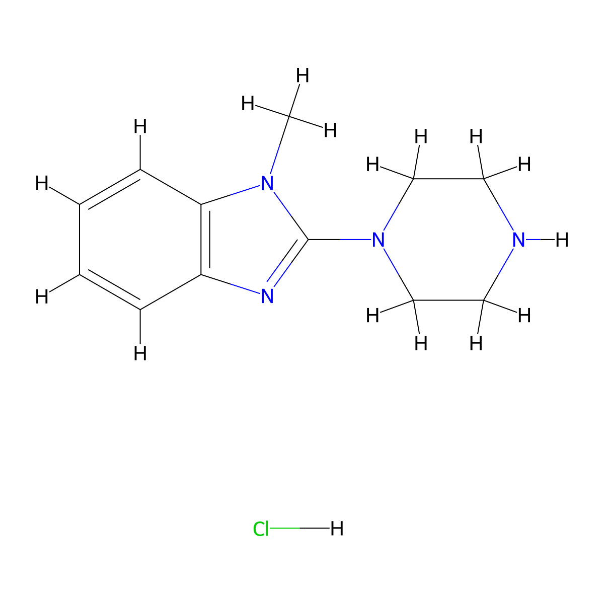 1-Methyl-2-(piperazin-1-yl)-1H-benzo[d]imidazole hydrochloride molecular structure, CAS 1185319-78-1
