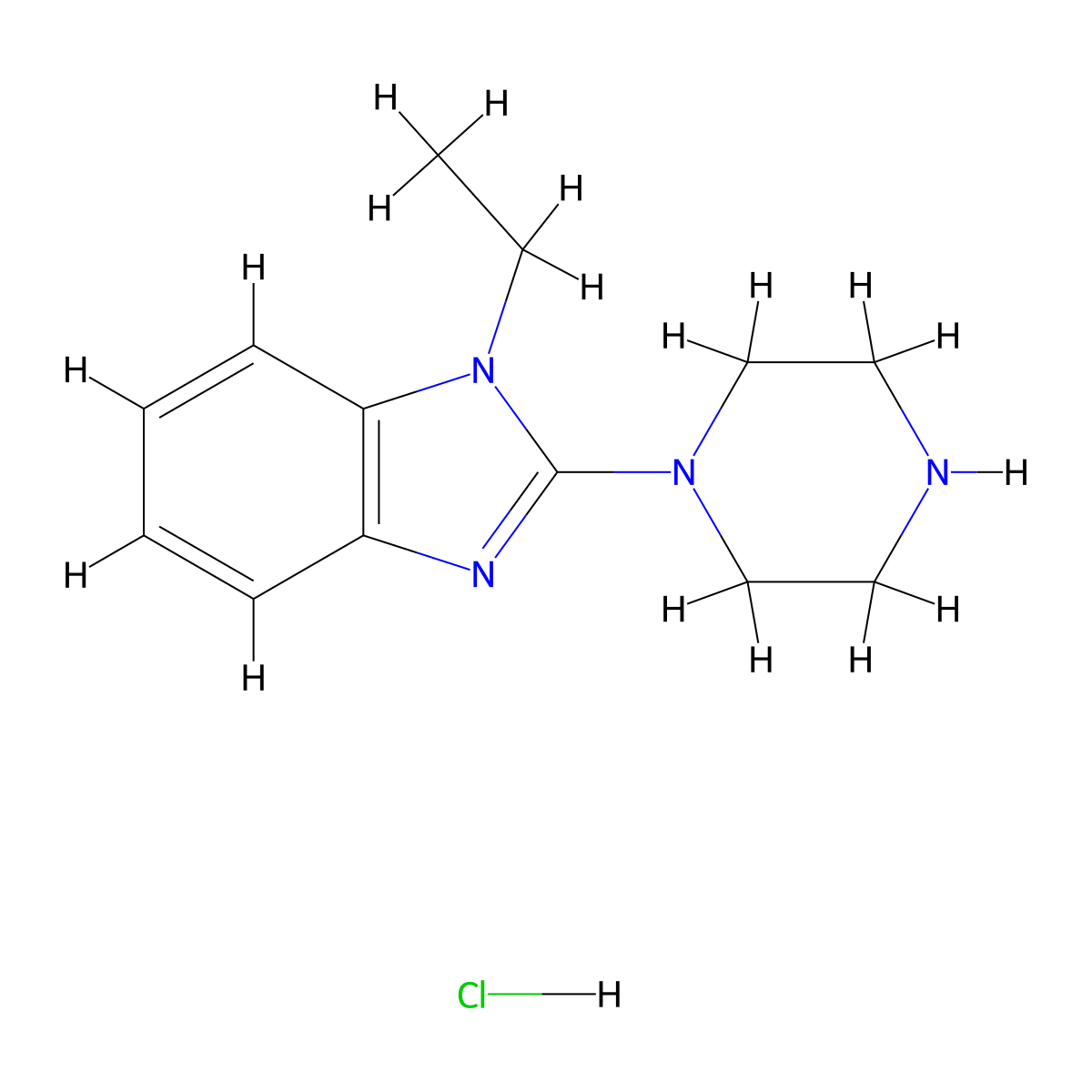 1-Ethyl-2-(piperazin-1-yl)-1H-benzo[d]imidazole hydrochloride molecular structure, CAS 1185319-81-6