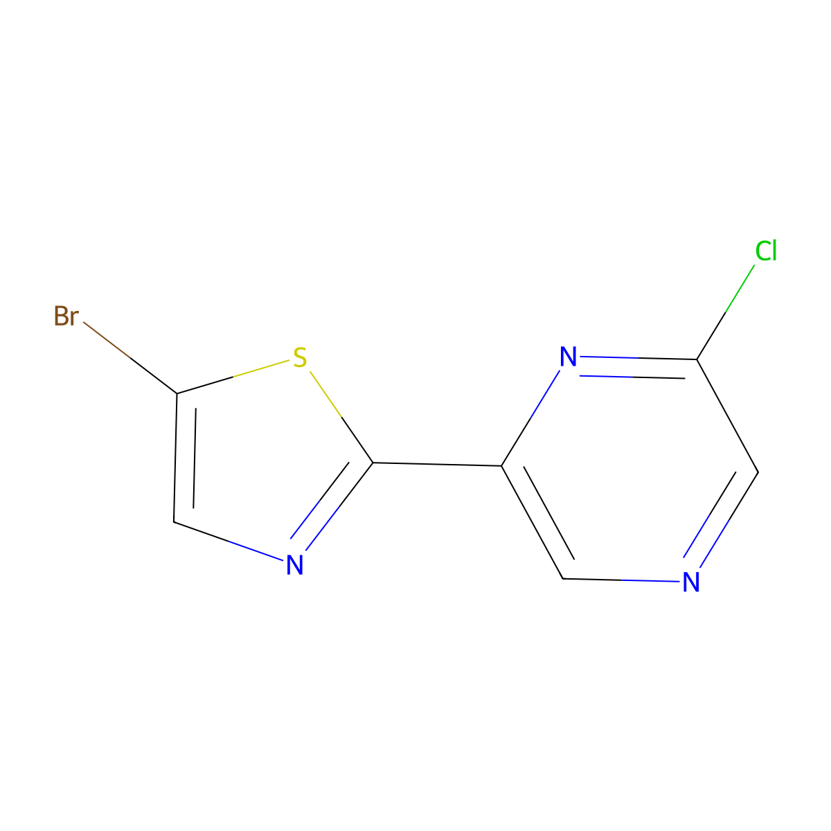 5-Bromo-2-(6'-chloro-2'-pyrazinyl)thiazole molecular structure, CAS 1185319-86-1
