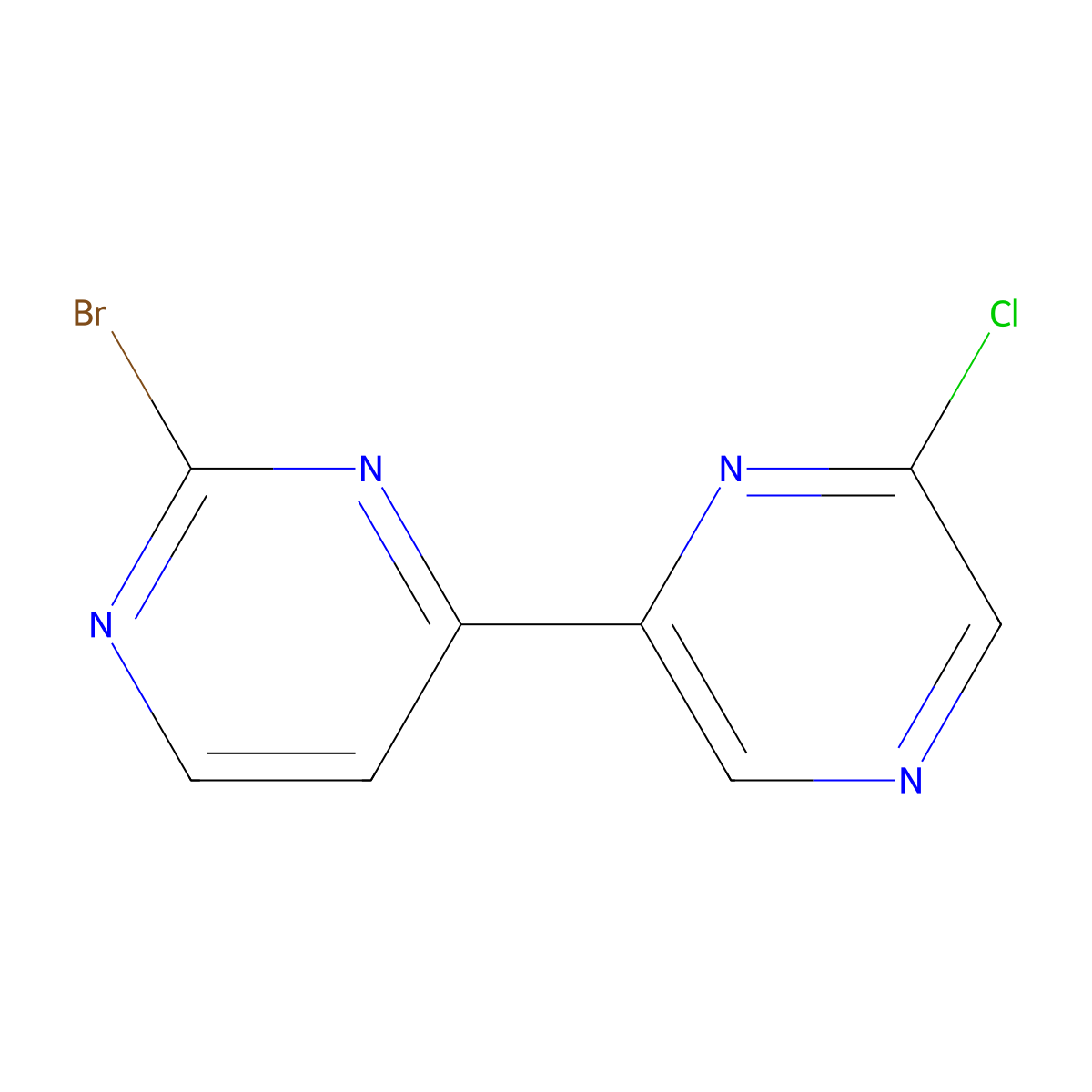 2-Bromo-4-(6'-chloro-2'-pyrazinyl)pyrimidine molecular structure, CAS 1185319-92-9