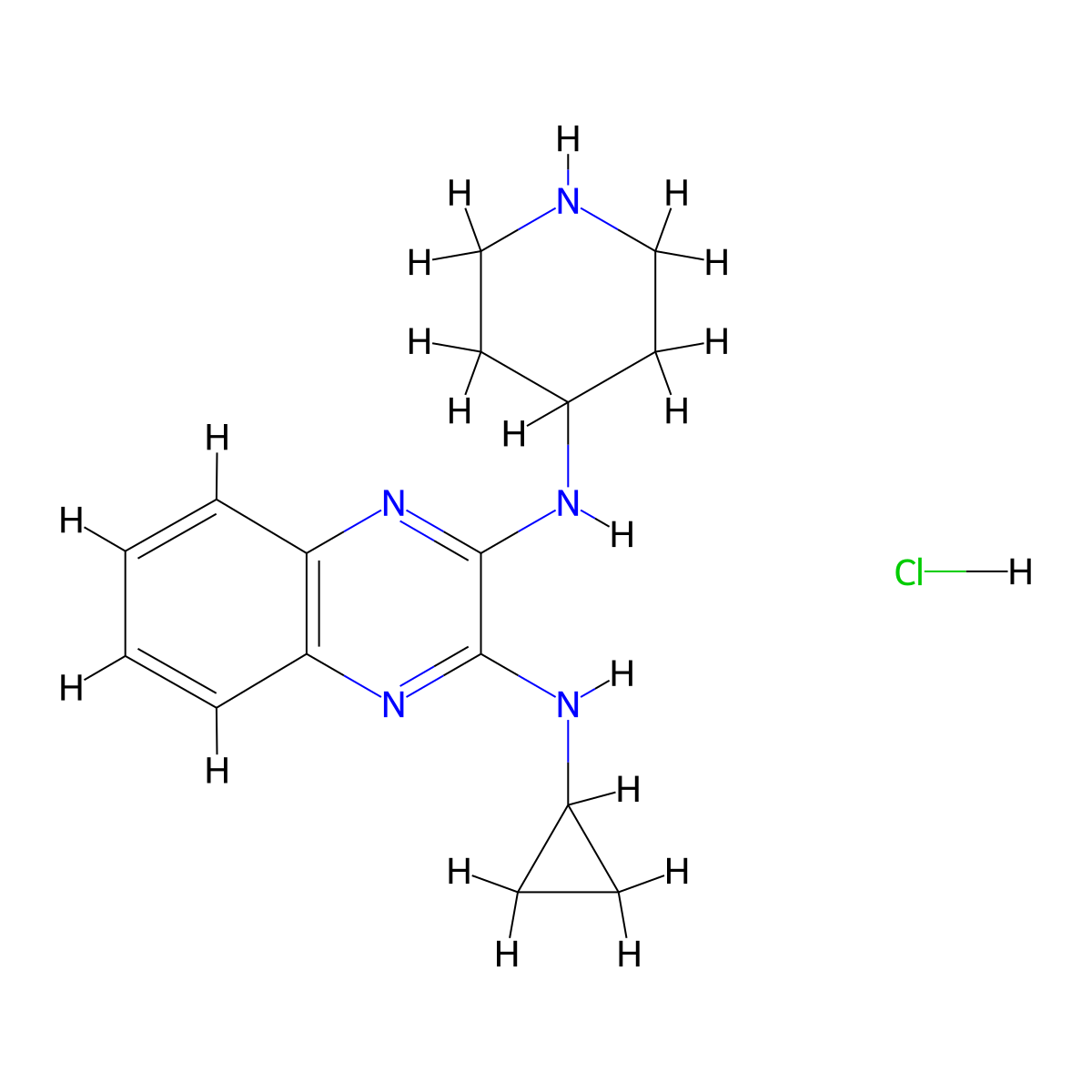 N2-Cyclopropyl-N3-(piperidin-4-yl)quinoxaline-2,3-diamine hydrochloride molecular structure, CAS 1185319-96-3