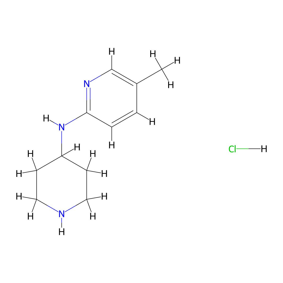 5-methyl-N-(piperidin-4-yl)pyridin-2-amine hydrochloride molecular structure, CAS 1185320-00-6
