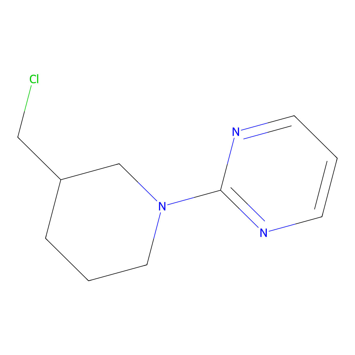 2-(3-(Chloromethyl)piperidin-1-yl)pyrimidine molecular structure, CAS 1185320-02-8