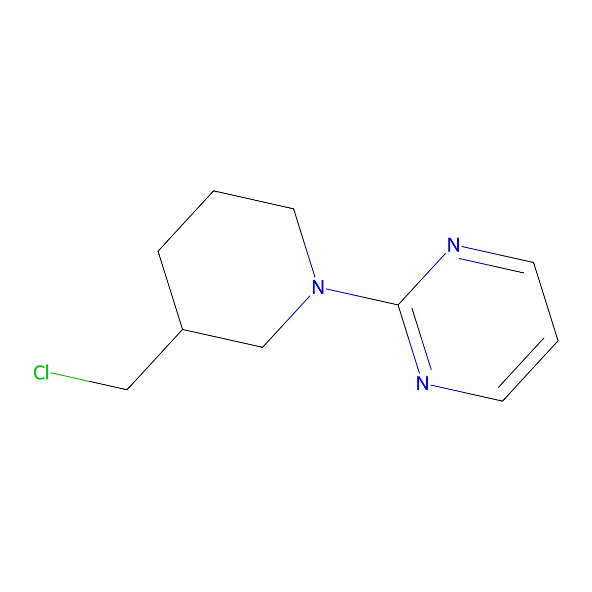 2-(3-(Chloromethyl)piperidin-1-yl)pyrimidine molecular structure, CAS 1185320-02-8