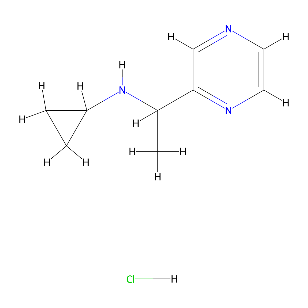 N-(1-(pyrazin-2-yl)ethyl)cyclopropanamine hydrochloride molecular structure, CAS 1185320-04-0