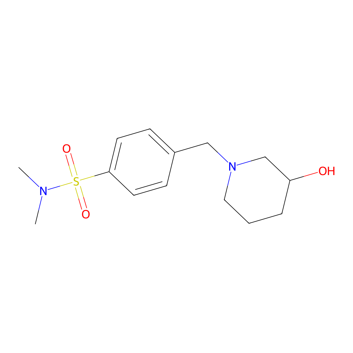4-((3-hydroxypiperidin-1-yl)methyl)-N,N-dimethylbenzenesulfonamide molecular structure, CAS 1185320-06-2