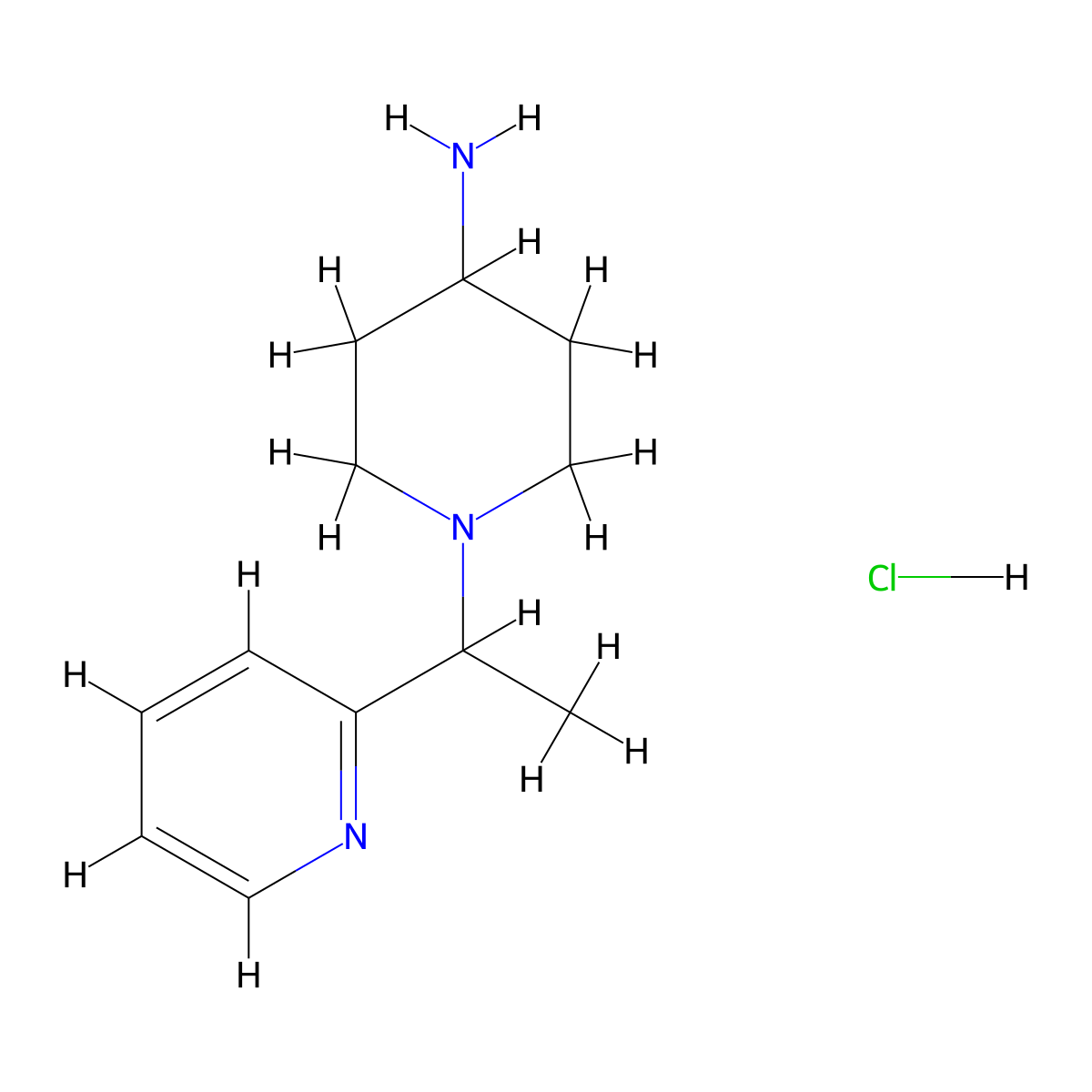 1-(1-(Pyridin-2-yl)ethyl)piperidin-4-amine hydrochloride molecular structure, CAS 1185320-11-9