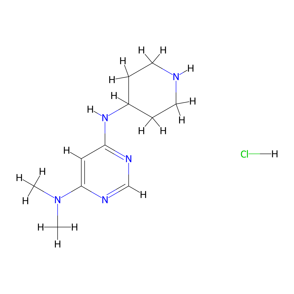N4,N4-dimethyl-N6-(piperidin-4-yl)pyrimidine-4,6-diamine hydrochloride molecular structure, CAS 1185320-13-1