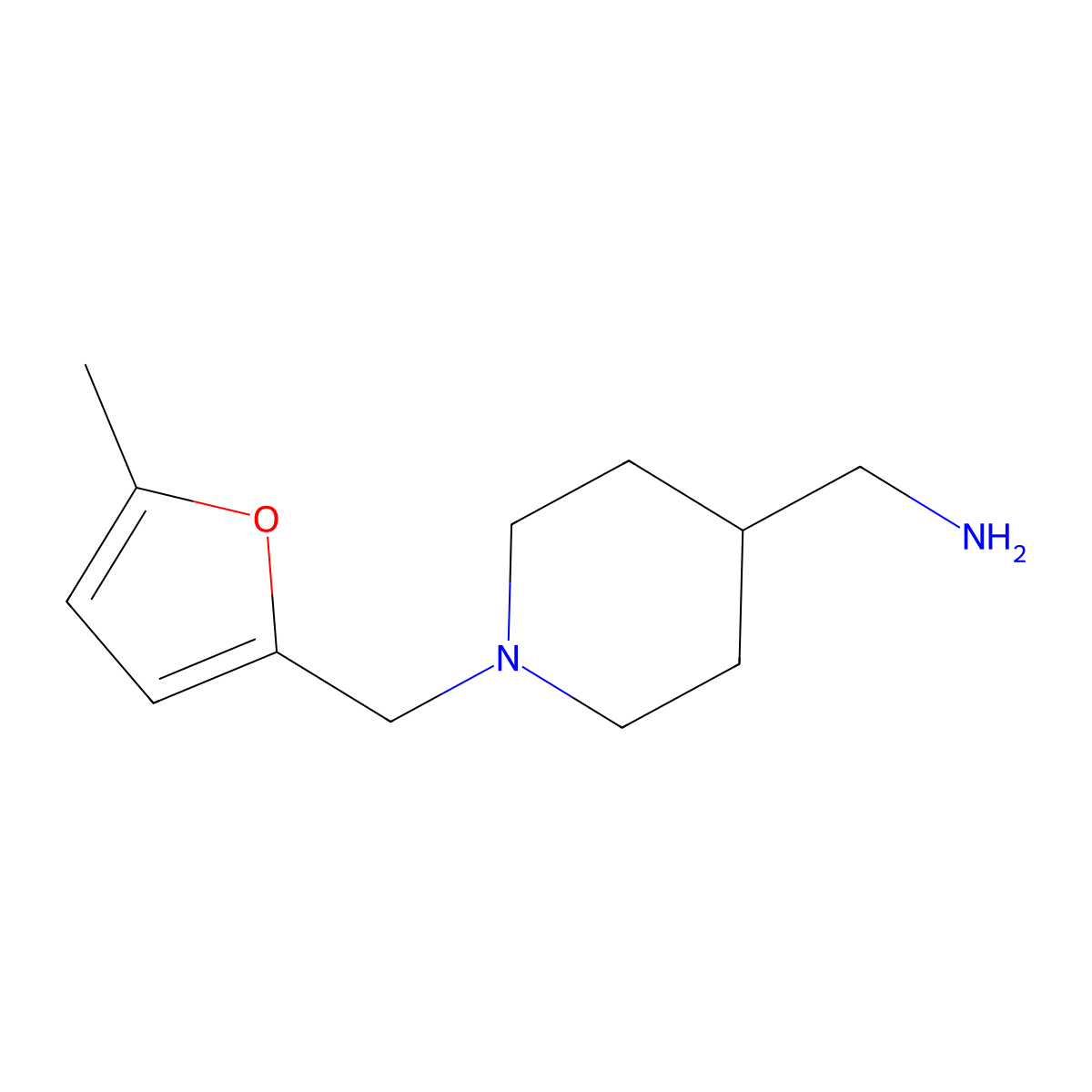 ({1-[(5-Methyl-2-furyl)methyl]-4-piperidinyl}methyl)amine molecular structure, CAS 1185320-32-4