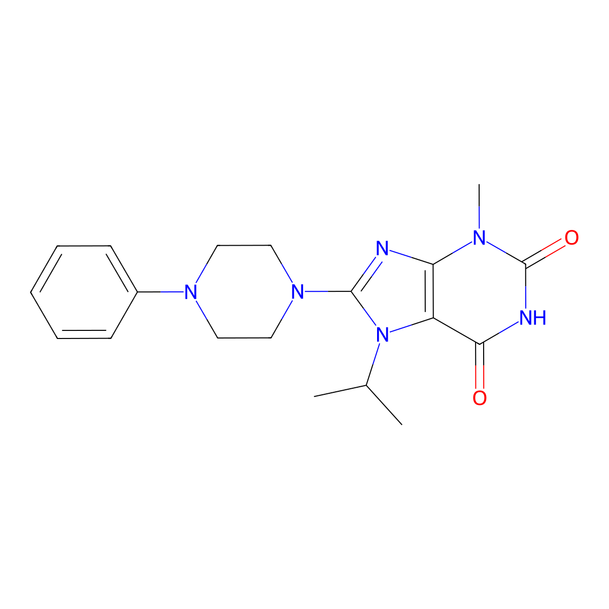 7-isopropyl-3-methyl-8-(4-phenylpiperazin-1-yl)-1H-purine-2,6(3H,7H)-dione molecular structure, CAS 1185321-97-4
