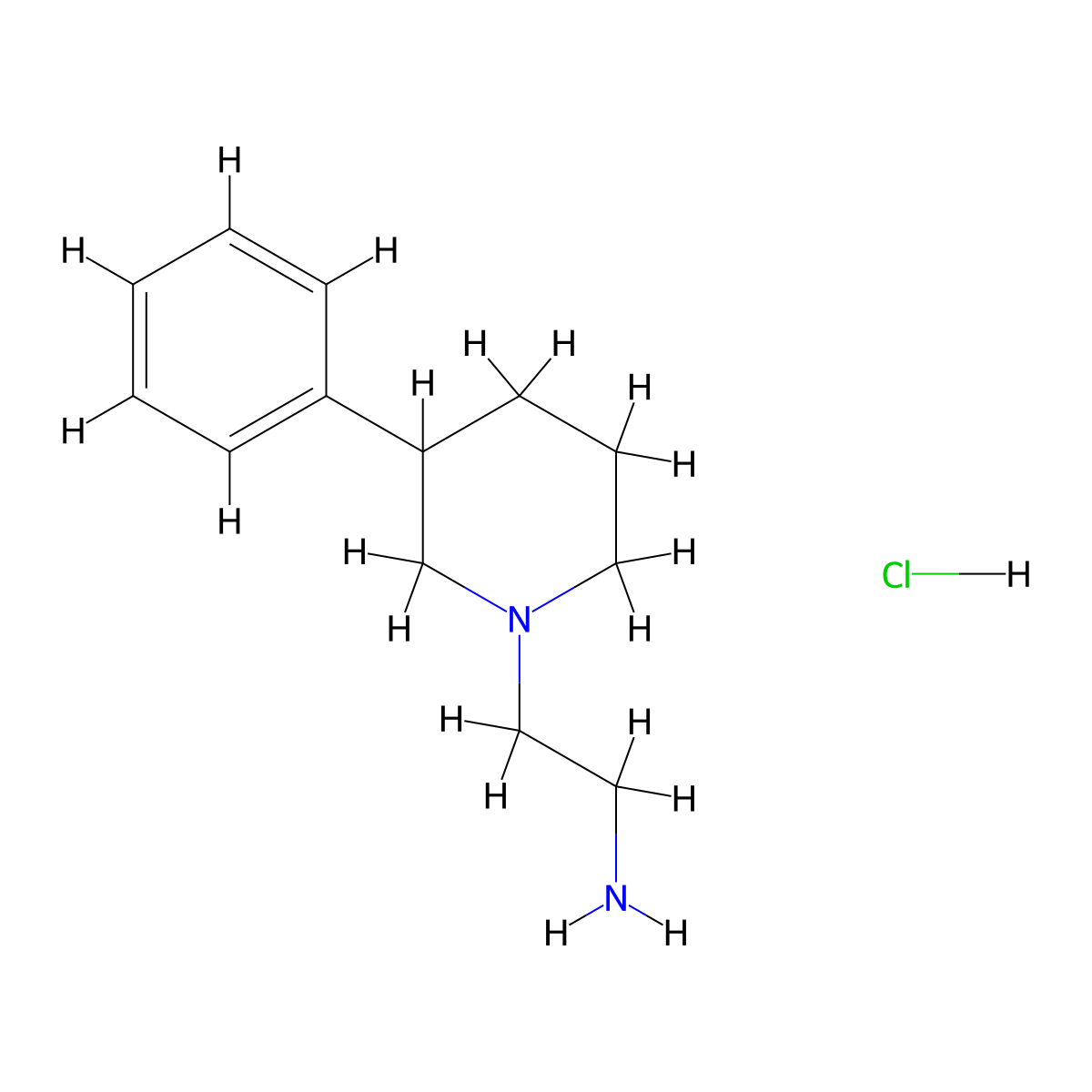 2-(3-Phenylpiperidin-1-yl)ethanamine hydrochloride molecular structure, CAS 1185328-78-2