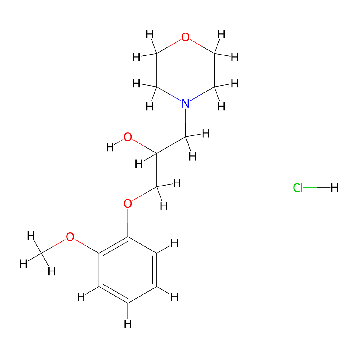1-(2-Methoxyphenoxy)-3-morpholinopropan-2-ol hydrochloride molecular structure, CAS 1185333-86-1