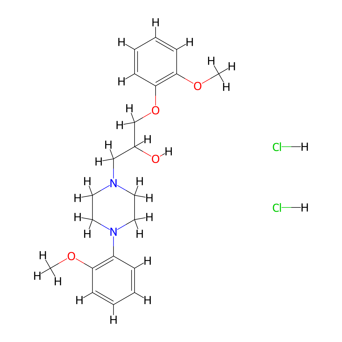 1-(2-Methoxyphenoxy)-3-[4-(2-methoxyphenyl)piperazin-1-yl]propan-2-ol dihydrochloride molecular structure, CAS 1185334-59-1