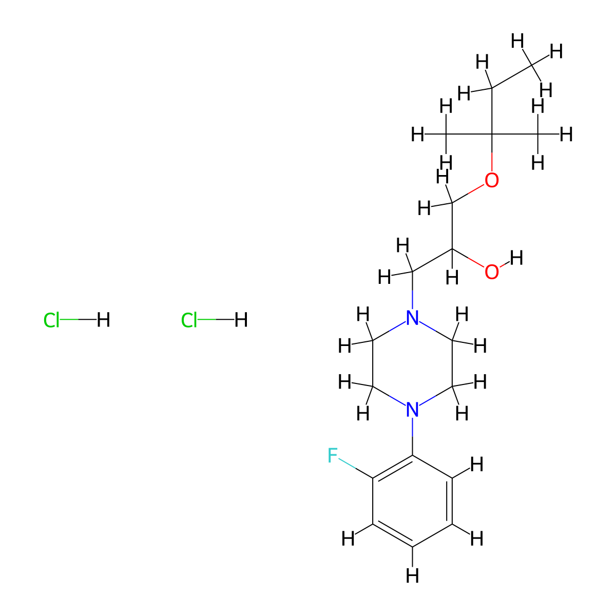 1-(4-(2-Fluorophenyl)piperazin-1-yl)-3-(tert-pentyloxy)propan-2-ol dihydrochloride molecular structure, CAS 1185338-77-5