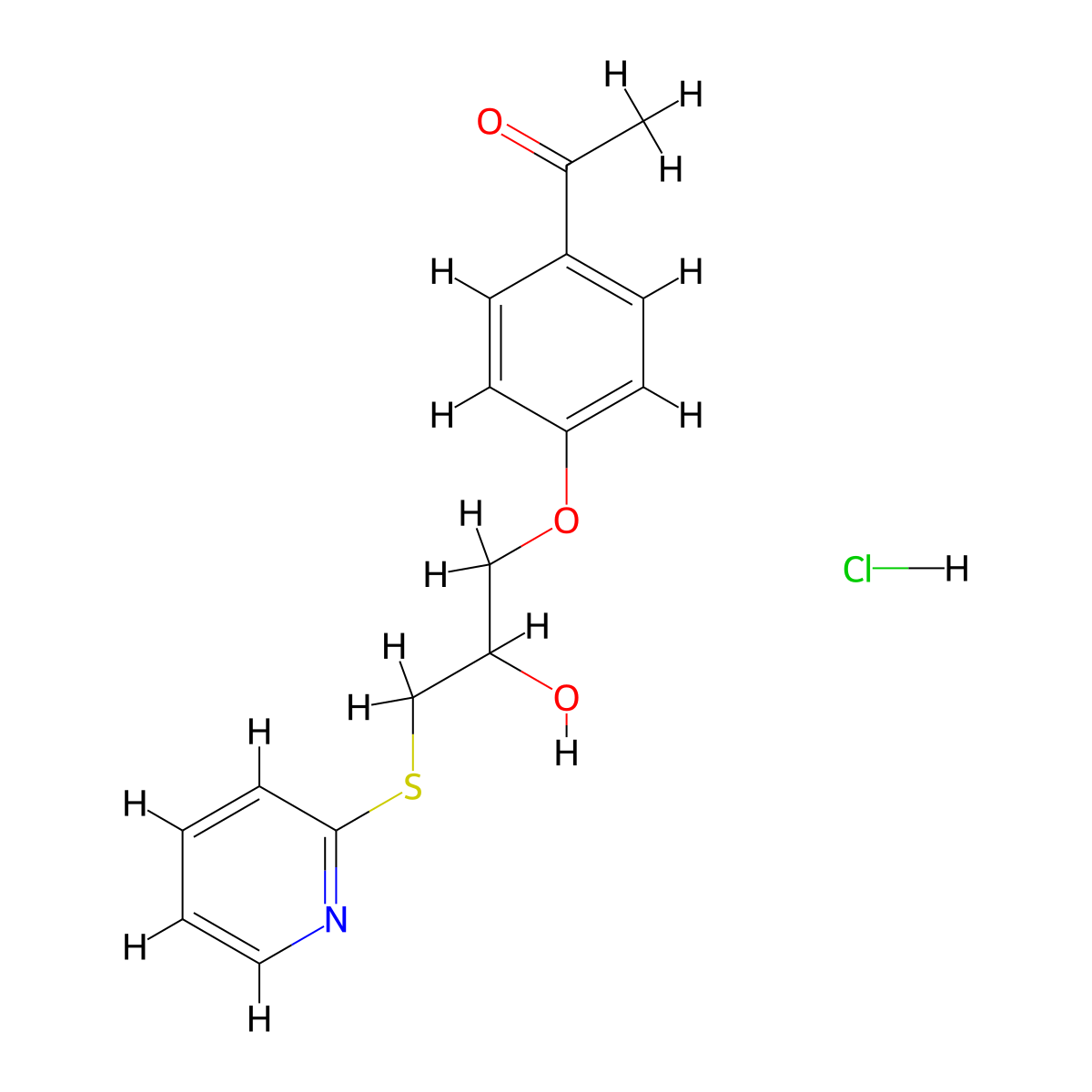 1-(4-(2-Hydroxy-3-(pyridin-2-ylthio)propoxy)phenyl)ethanone hydrochloride molecular structure, CAS 1185339-21-2
