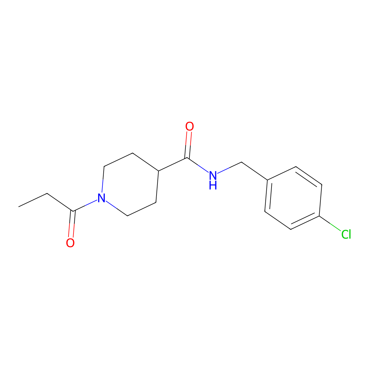 N-(4-chlorobenzyl)-1-propanoylpiperidine-4-carboxamide molecular structure, CAS 1185342-82-8