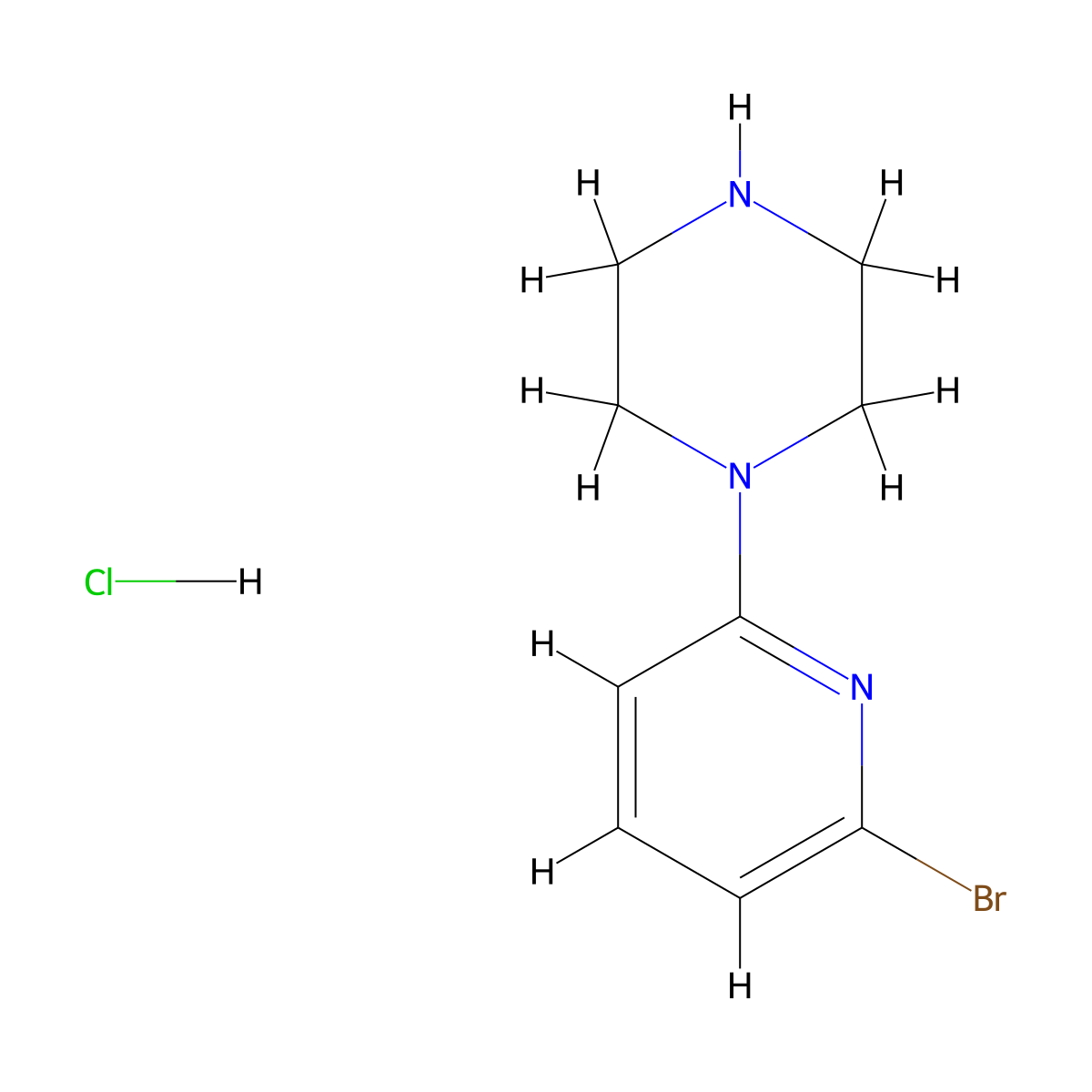 1-(6-Bromo-2-pyridinyl)piperazine hydrochloride molecular structure, CAS 1185346-07-9