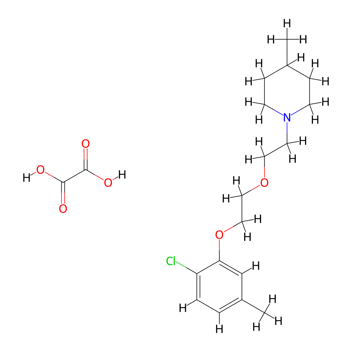1-[2-[2-(2-Chloro-5-methylphenoxy)ethoxy]ethyl]-4-methylpiperidine;oxalic acid molecular structure, CAS 1185346-18-2