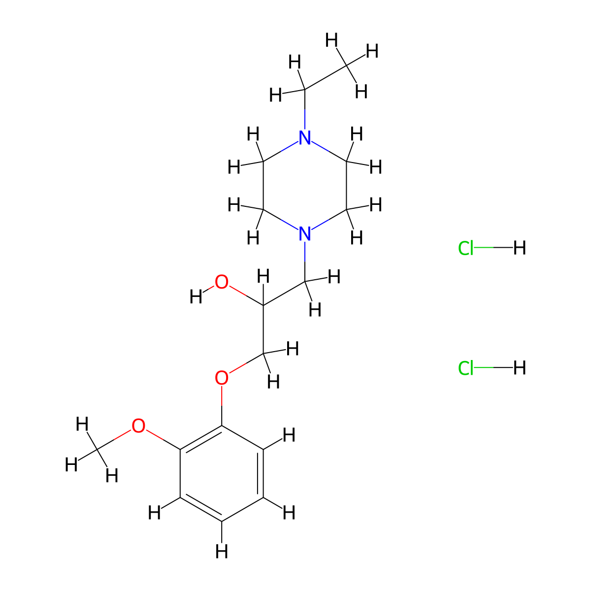 1-(4-Ethylpiperazin-1-yl)-3-(2-methoxyphenoxy)propan-2-ol dihydrochloride molecular structure, CAS 1185350-71-3
