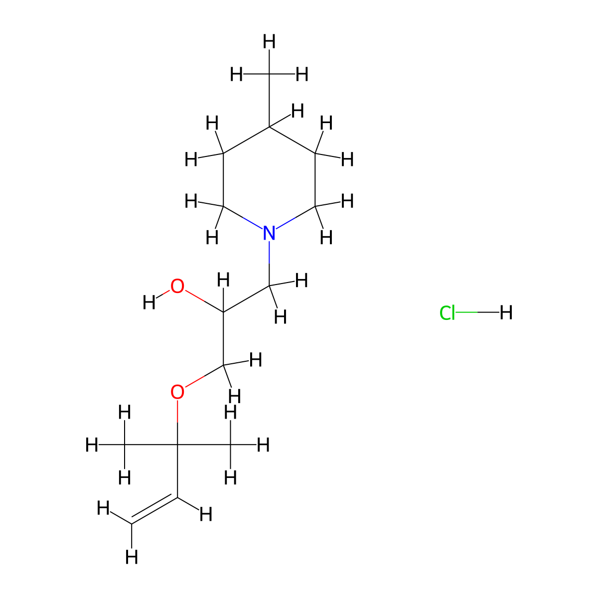 1-((2-Methylbut-3-en-2-yl)oxy)-3-(4-methylpiperidin-1-yl)propan-2-ol hydrochloride molecular structure, CAS 1185359-18-5