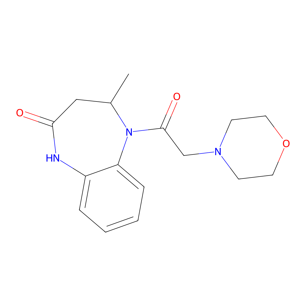 4-methyl-5-(2-morpholinoacetyl)-1,3,4,5-tetrahydro-2H-1,5-benzodiazepin-2-one molecular structure, CAS 118536-74-6