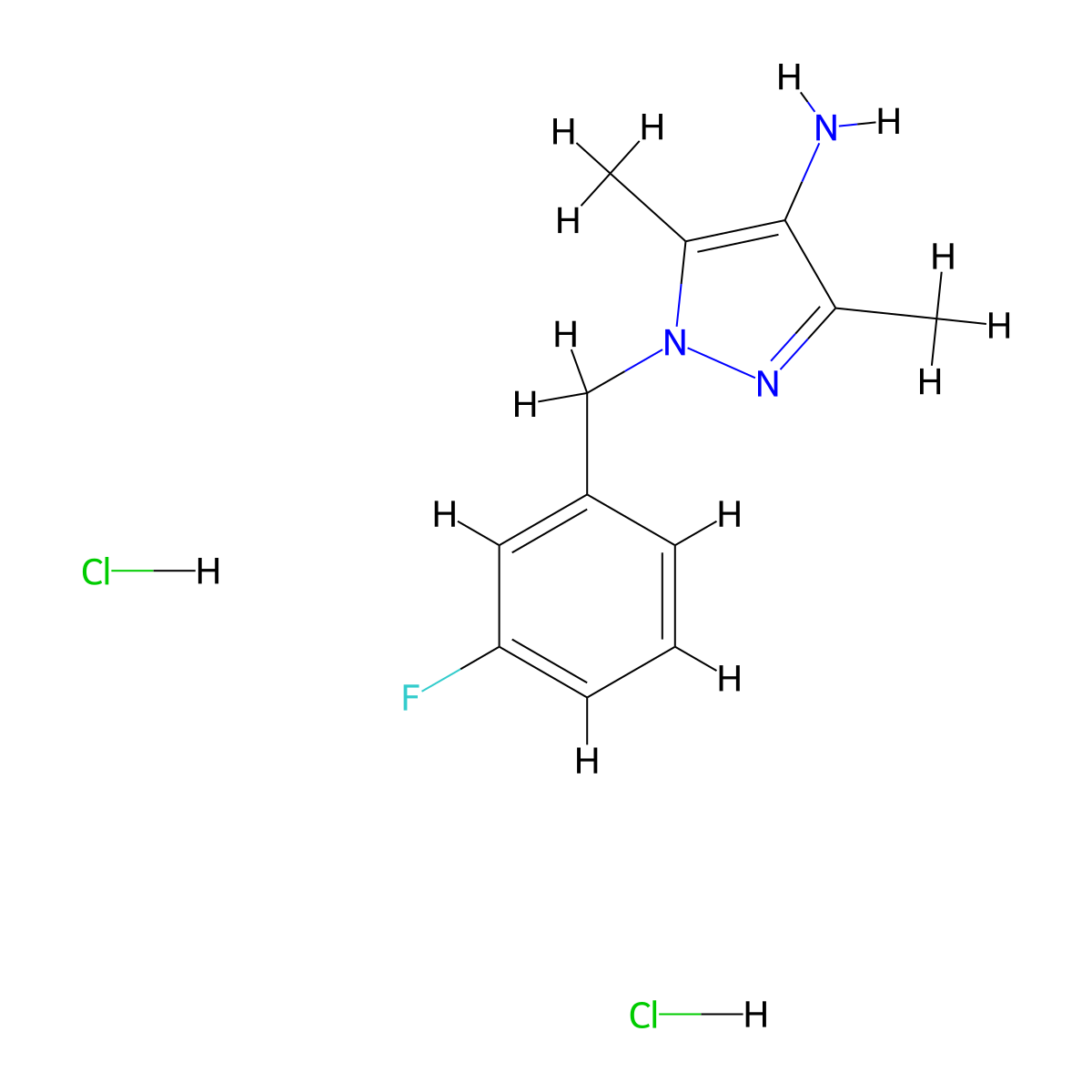 1-[(3-fluorophenyl)methyl]-3,5-dimethyl-1H-pyrazol-4-amine dihydrochloride molecular structure, CAS 1185360-65-9