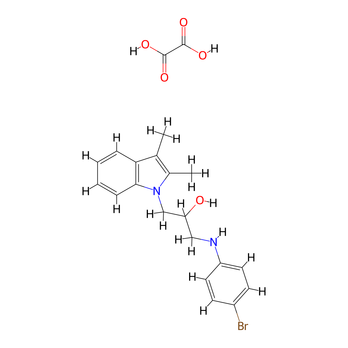 1-((4-bromophenyl)amino)-3-(2,3-dimethyl-1H-indol-1-yl)propan-2-ol oxalate molecular structure, CAS 1185365-70-1
