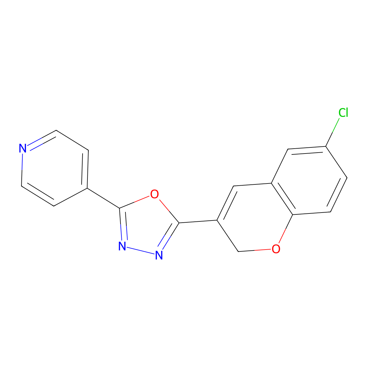 2-(6-chloro-2H-chromen-3-yl)-5-(pyridin-4-yl)-1,3,4-oxadiazole molecular structure, CAS 1185371-52-1