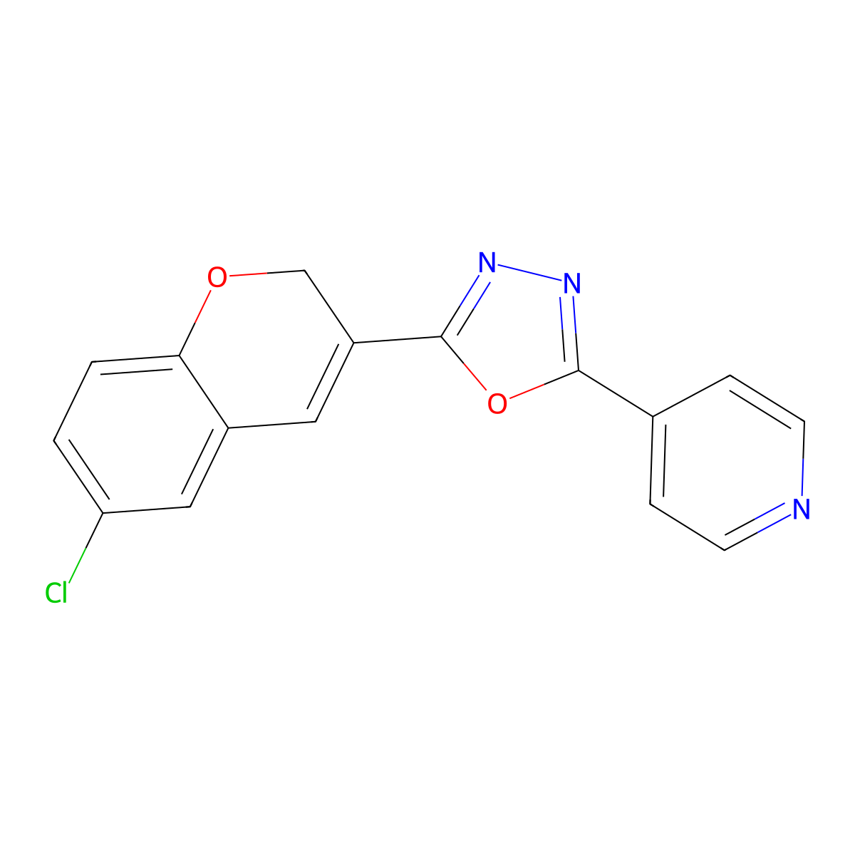 2-(6-chloro-2H-chromen-3-yl)-5-(pyridin-4-yl)-1,3,4-oxadiazole molecular structure, CAS 1185371-52-1
