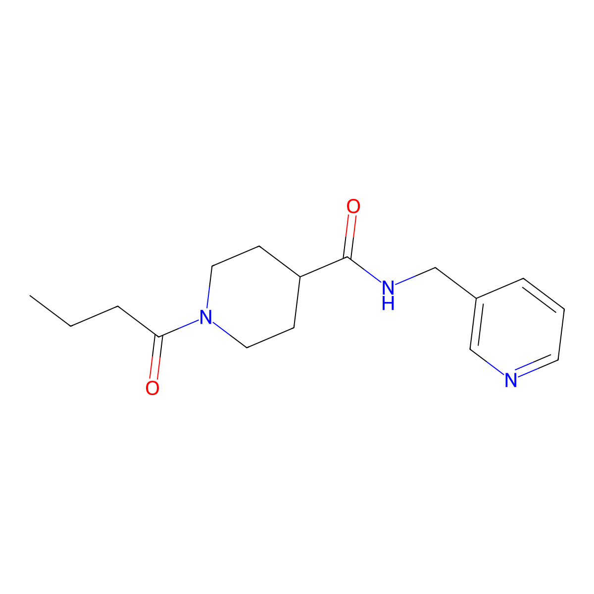 1-butanoyl-N-(pyridin-3-ylmethyl)piperidine-4-carboxamide molecular structure, CAS 1185372-01-3