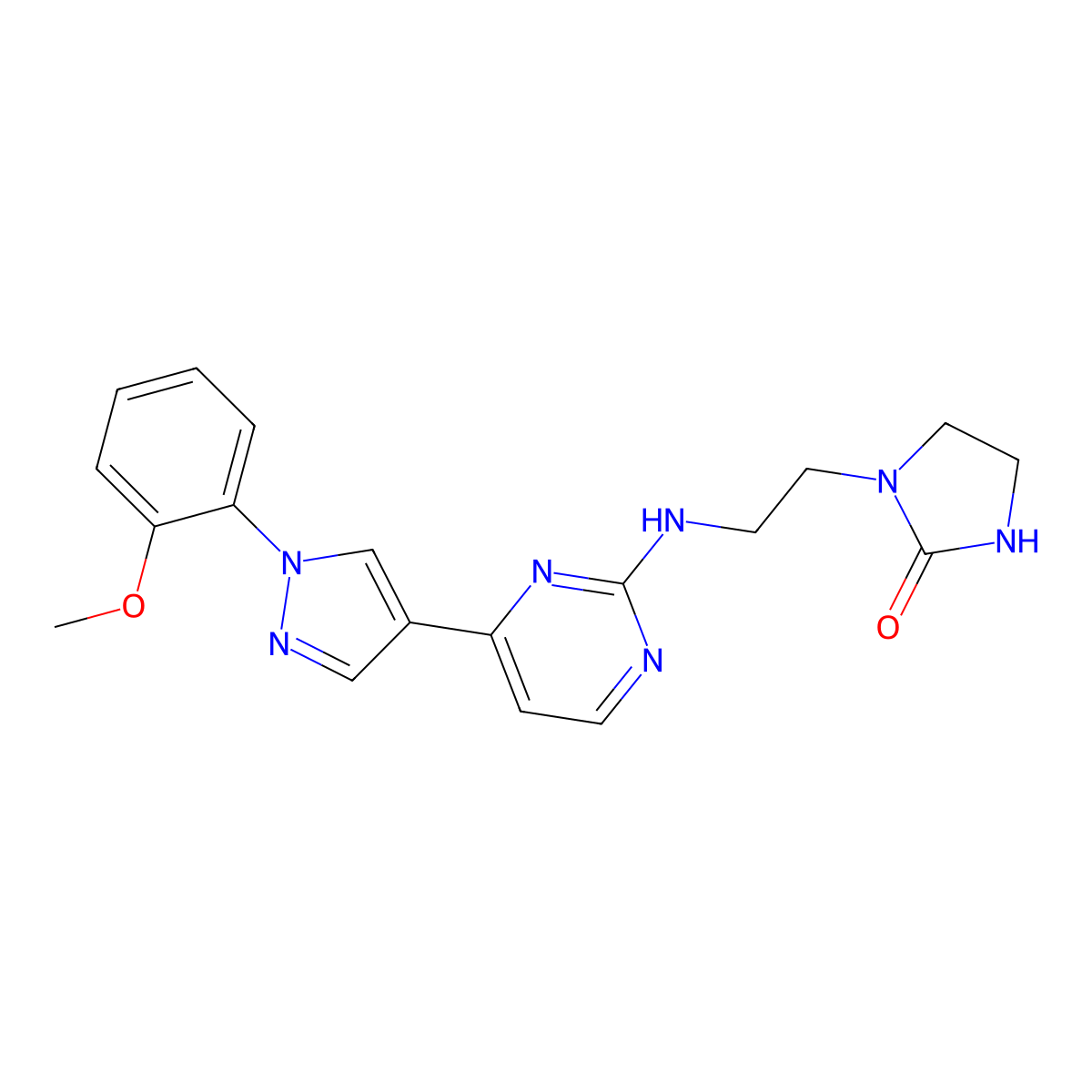 1-(2-((4-(1-(2-Methoxyphenyl)-1H-pyrazol-4-yl)pyrimidin-2-yl)amino)ethyl)imidazolidin-2-one molecular structure, CAS 1185375-83-0