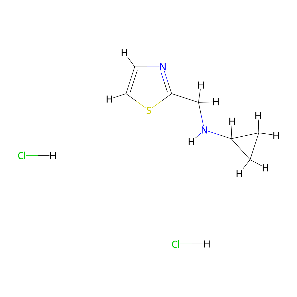 N-(1,3-thiazol-2-ylmethyl)cyclopropanamine dihydrochloride molecular structure, CAS 1185383-89-4