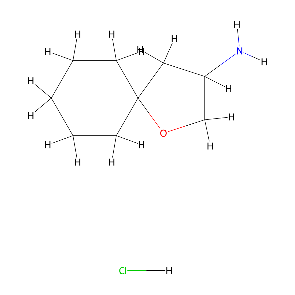 1-Oxaspiro[4.5]decan-3-amine hydrochloride molecular structure, CAS 1185386-16-6