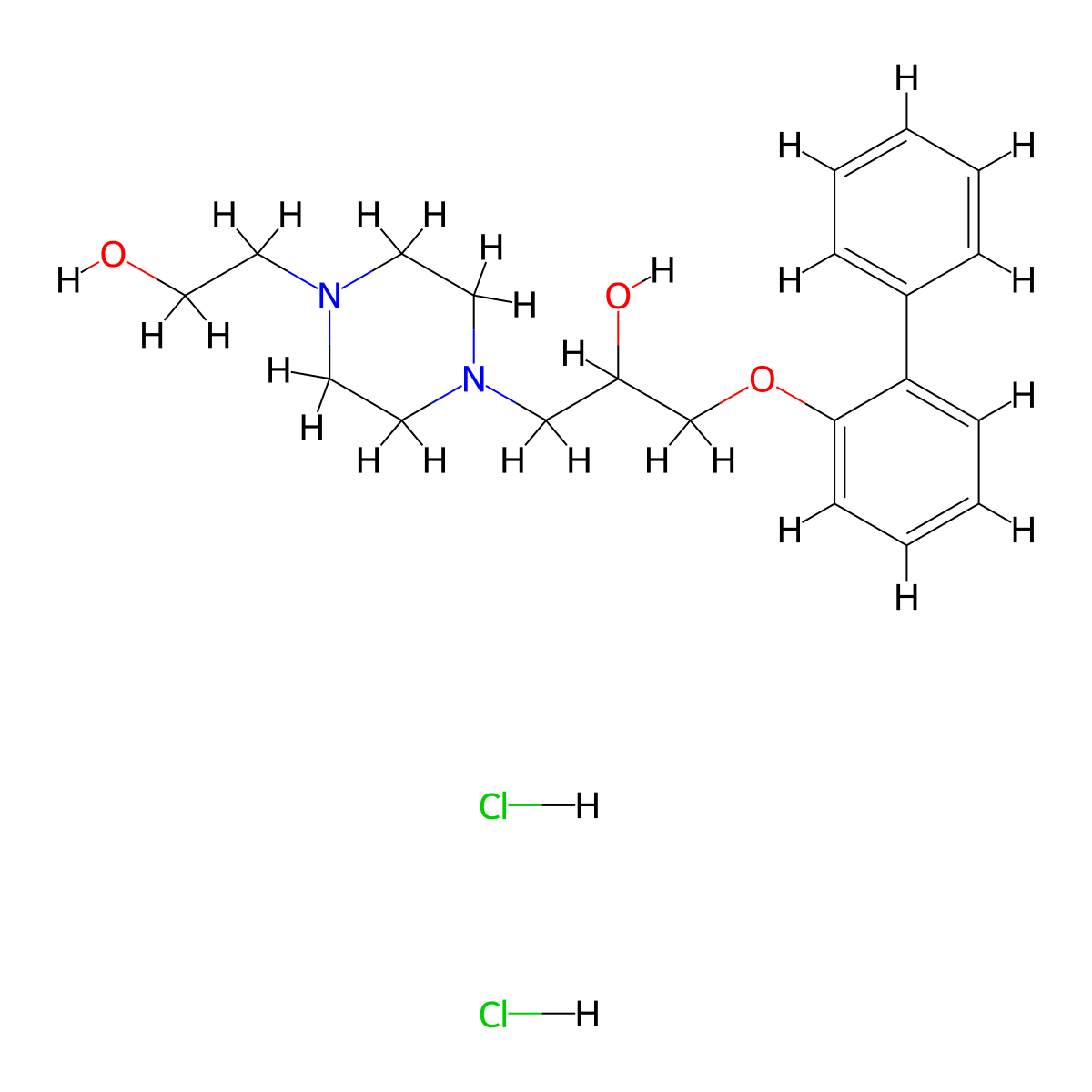1-{[1,1'-Biphenyl]-2-yloxy}-3-[4-(2-hydroxyethyl)piperazin-1-yl]propan-2-ol dihydrochloride molecular structure, CAS 1185393-58-1