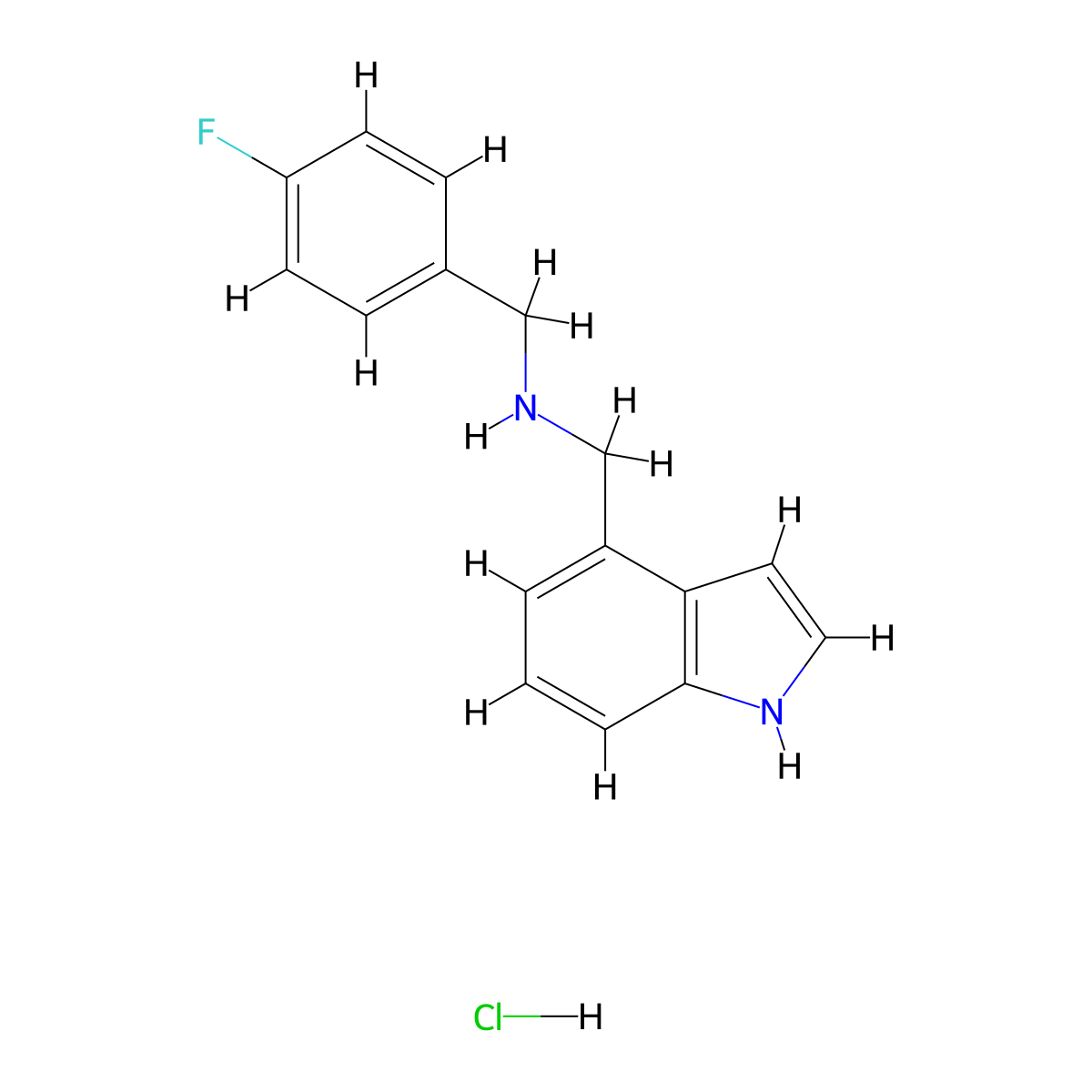 N-((1H-Indol-4-yl)methyl)-1-(4-fluorophenyl)methanamine hydrochloride molecular structure, CAS 1185393-75-2