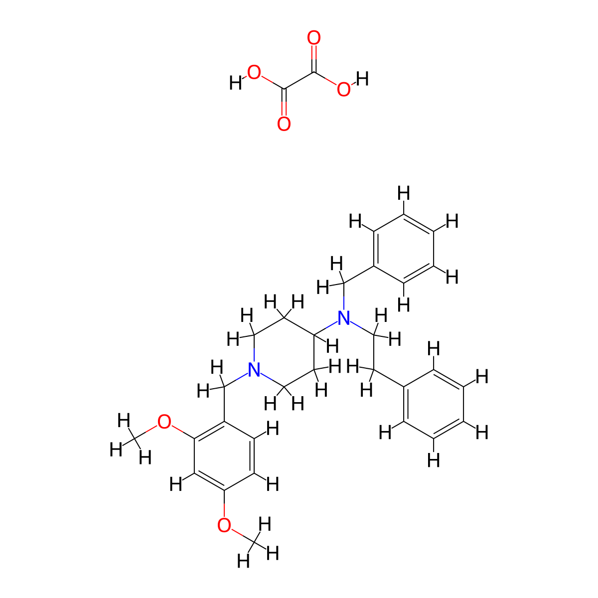 N-benzyl-1-(2,4-dimethoxybenzyl)-N-(2-phenylethyl)-4-piperidinamine oxalate molecular structure, CAS 1185394-35-7