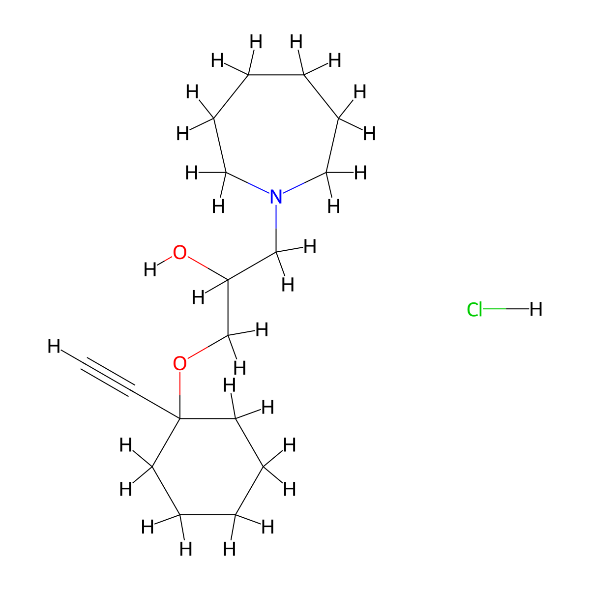 1-(Azepan-1-yl)-3-((1-ethynylcyclohexyl)oxy)propan-2-ol hydrochloride molecular structure, CAS 1185394-51-7