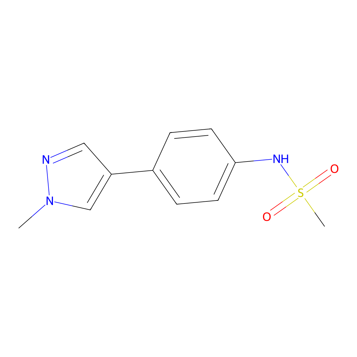 N-[4-(1-methyl-1H-pyrazol-4-yl)phenyl]methanesulfonamide molecular structure, CAS 1185396-64-8