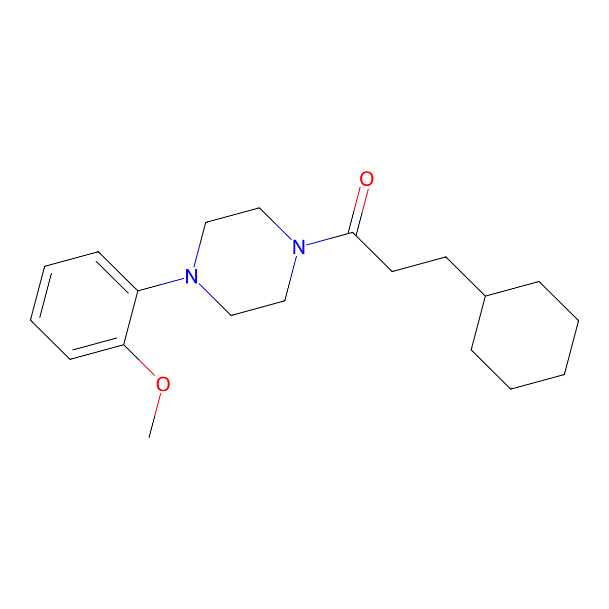 3-Cyclohexyl-1-[4-(2-methoxyphenyl)piperazin-1-yl]propan-1-one molecular structure, CAS 118540-26-4