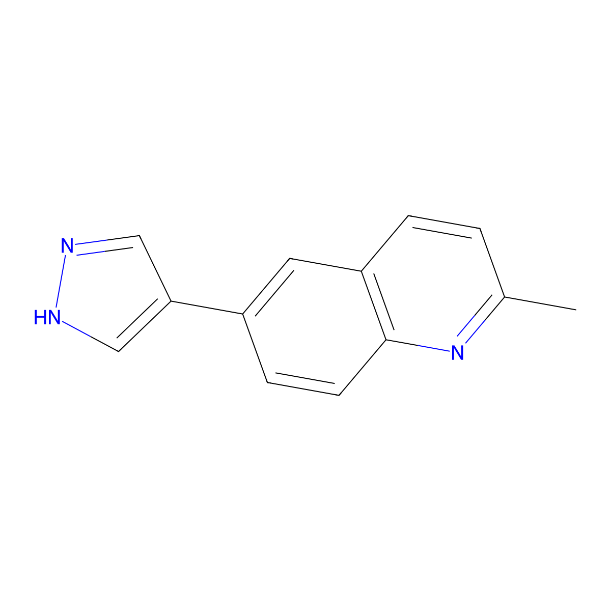 2-methyl-6-(1H-pyrazol-4-yl)quinoline molecular structure, CAS 1185404-90-3