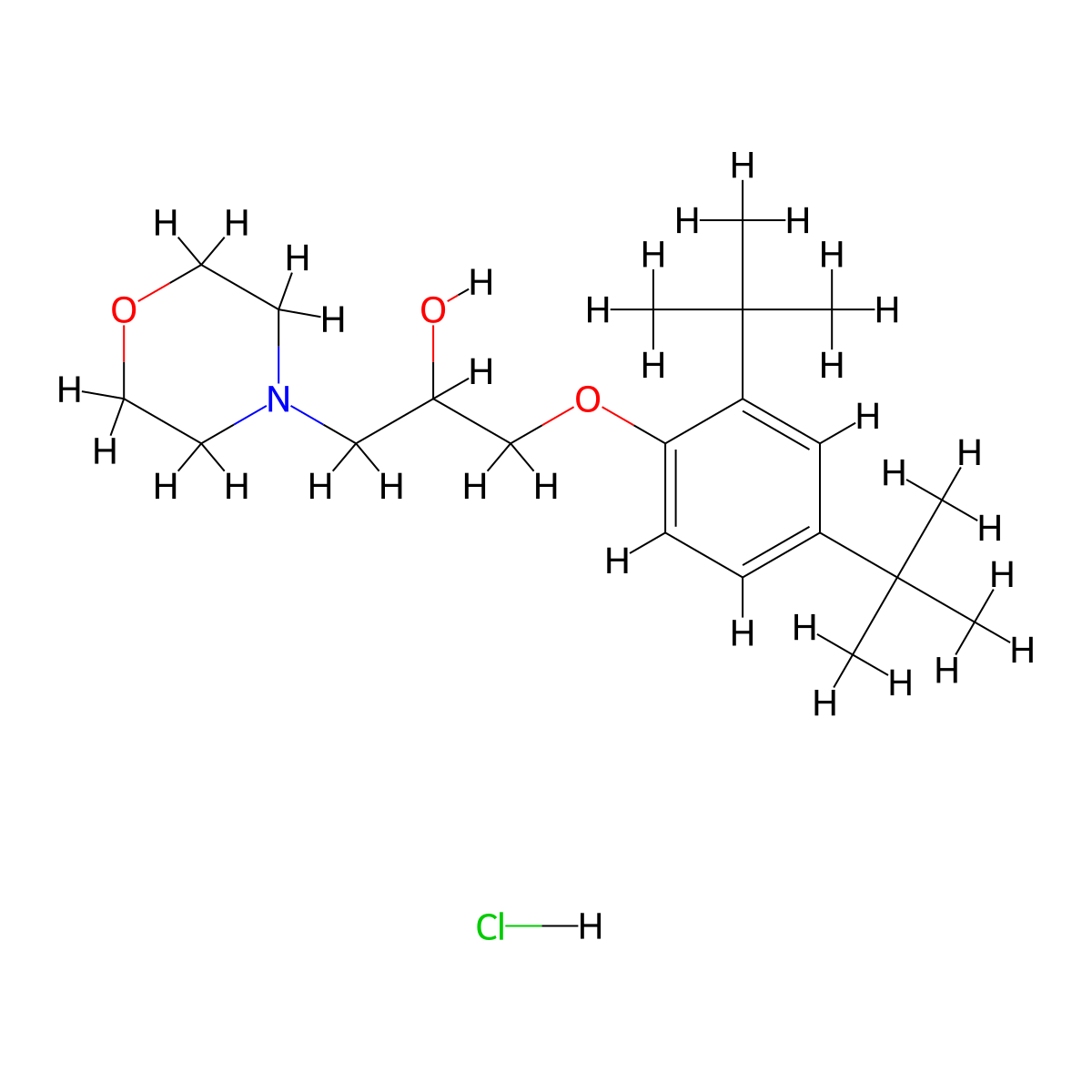 1-(2,4-Di-tert-butylphenoxy)-3-morpholinopropan-2-ol hydrochloride molecular structure, CAS 1185405-15-5