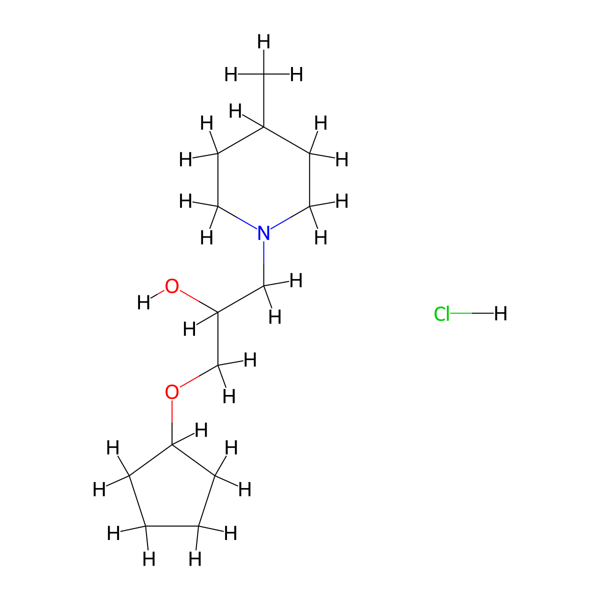 1-(Cyclopentyloxy)-3-(4-methylpiperidin-1-yl)propan-2-ol hydrochloride molecular structure, CAS 1185405-79-1